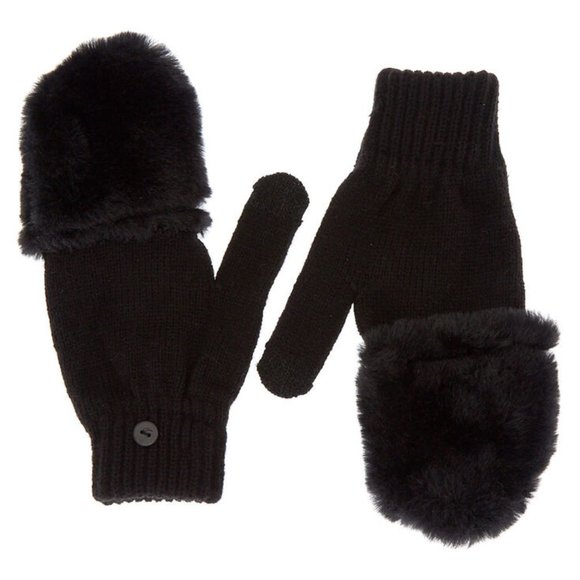 Icing Touch Screen Fingerless Gloves with Furry Flap - Picture 1 of 6